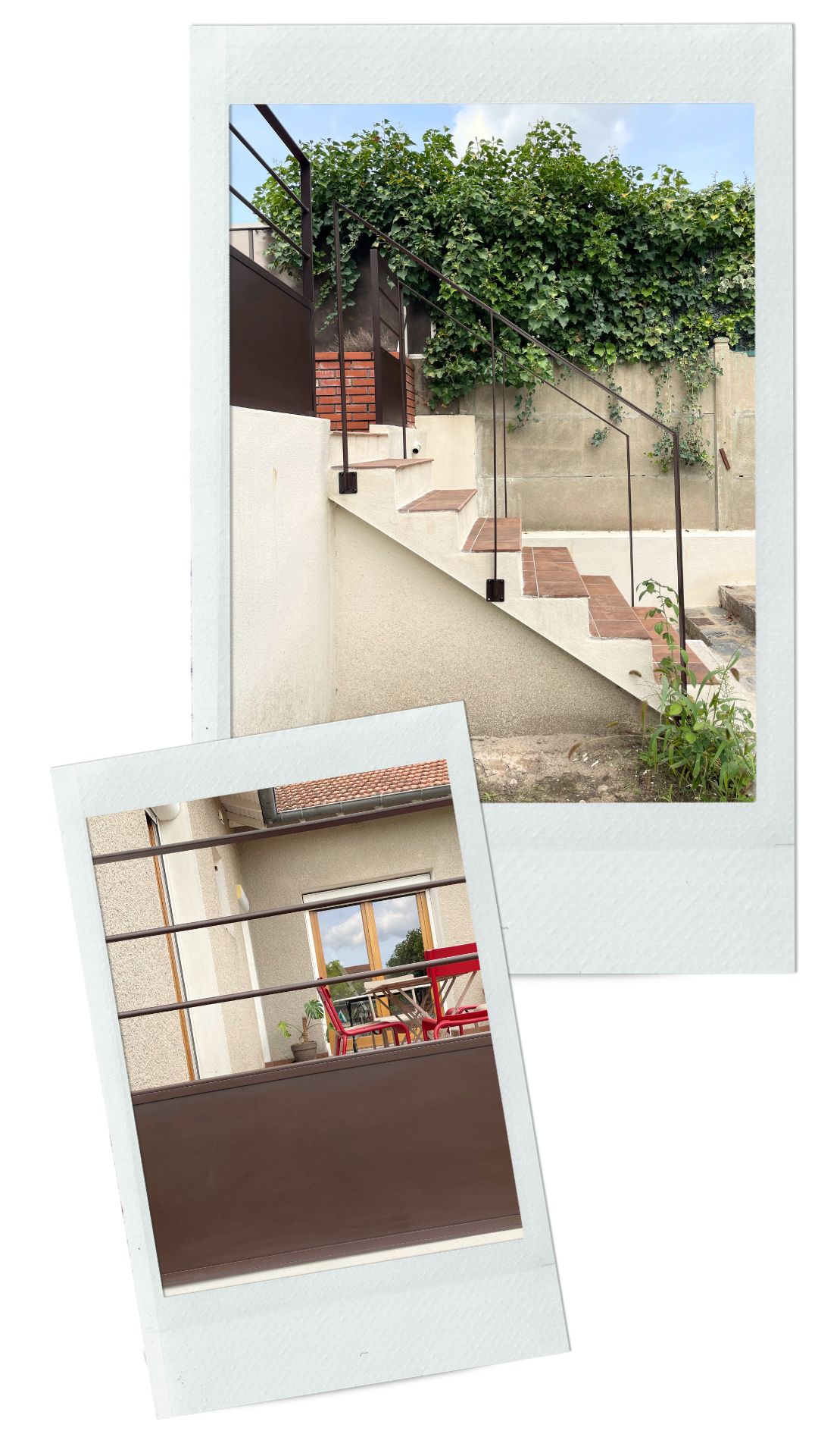 2 photos montrant le projet Tonka garde-corps terrasse