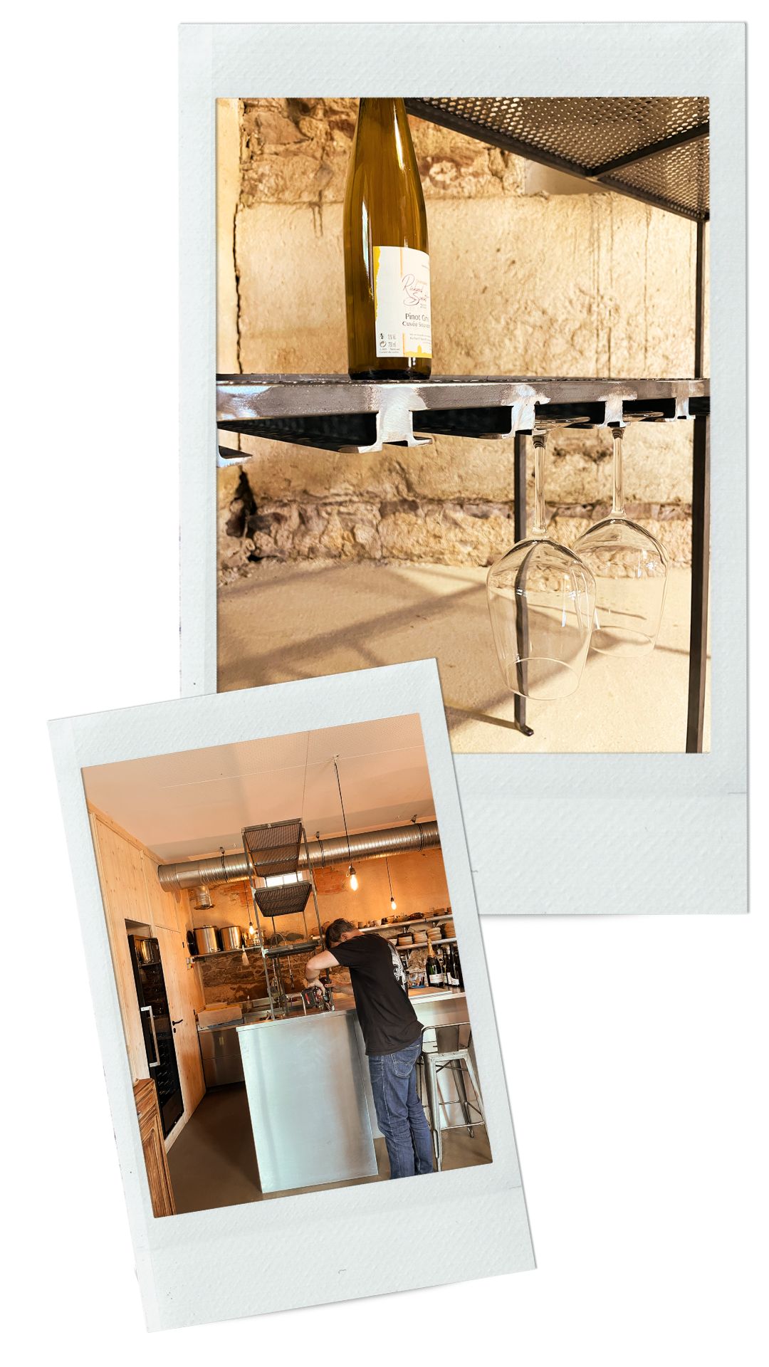 Étagère sur mesure de cuisine de restaurant avec détail des supports de verres