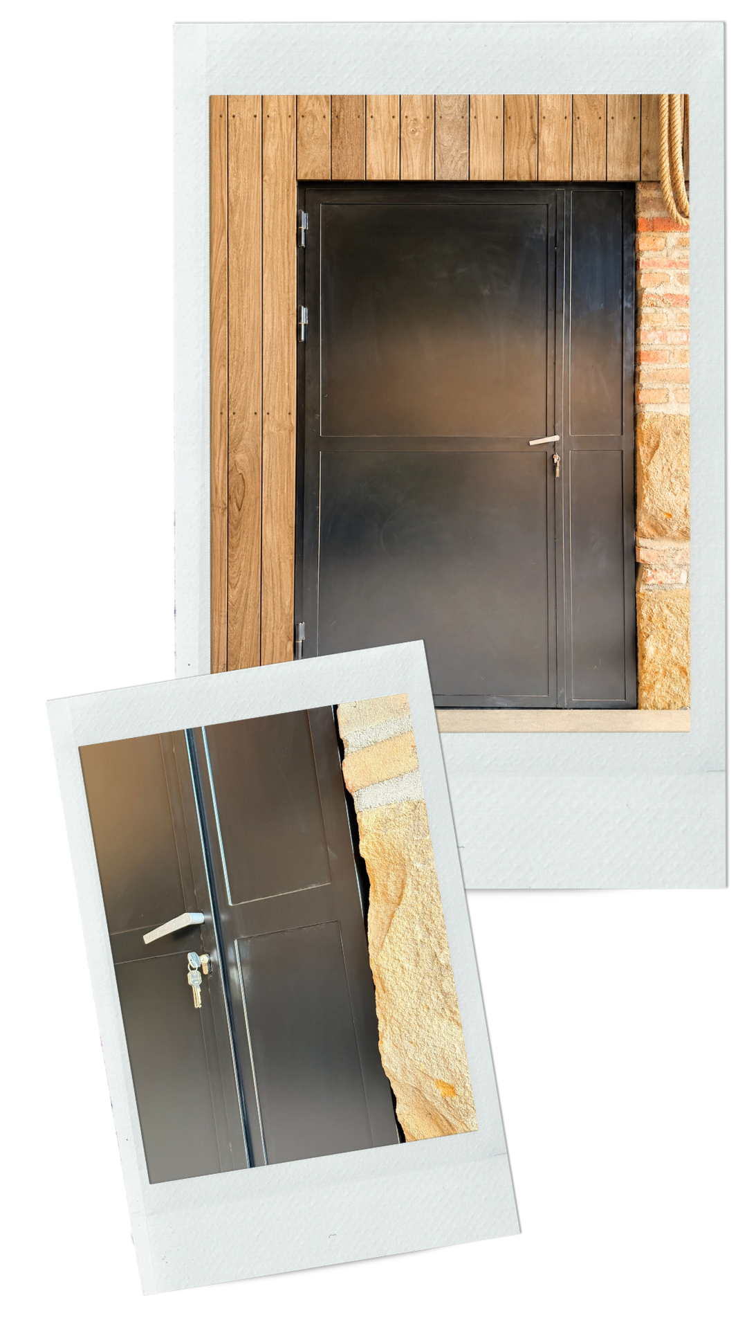 Détail d'une serrure d'une porte en acier peint en noir